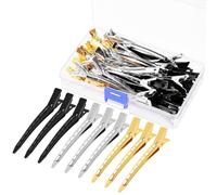 Swpeet 45Pcs Gold Silver Black 3.5 Inch Duck Billed Clips Kit, Metal Alligator Curl Hair Clips, Duckbill Long Hair Clips Ideal for Women Styling Sectioning, Hair Coloring and Salon