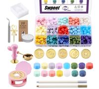 Swpeet 465Pcs Wax Seal Stamp Kit - Vintage Envelopes and Tealight Candles for Envelopes Letter Sealing, Invitation Cards