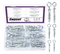 Swpeet 46Pcs M4X32mm M4X38mm M5X37mm M5X52mm M6X52mm M6X65mm O-shape Heavy Duty Hollow Wall Anchor Set, Hollow Drive Wall Anchor Screws Assortment Kit for Drywall Hollow Wall Plaster Walls