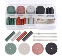 Swpeet 46Pcs Polishing Wheels Kit, 40 Mixed Colors Silicone Rubber Wheels & Particle + 6 Mandrel Shank for Dremel Tools & Rotary Handpieces