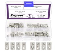 Swpeet 48Pcs 2020 Series Carbon Steel Nickel Plated Roll-in Spring T Nut M3 M4 M5 M6 Assortment Kit, T Slot Nuts, Roll Ball Elastic Nuts for 2020 Series Aluminum Extrusion Profile Rail