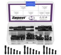 Swpeet 48Pcs 6 Sizes M3 Hex Aluminum Standoff Spacer Column Assortment Kit, M3×10/15/20/25/30/35mm Hexagonal Connecting Column, Hex Standoff Spacer Hexagon Studs for RC Aircraft, Drone, CN, FPV