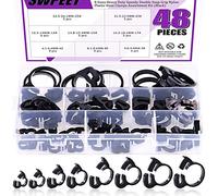 Swpeet 48Pcs 8 Sizes Heavy Duty Black Double Snap Grip Nylon Hose Clamps Assortment Kit Perfect for Secure Grip Automotive, Electrical, Marine, Medical, Agricultural