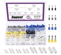 Swpeet 490 Pcs Wire Ferrules Connectors Assortment Kit, AWG 2-16, Copper, Silver Plated, Butt Splice, Insulated Cord Pin End Terminal