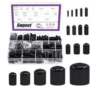 Swpeet 496Pcs 17 Sizes 1.5mm-20mm Black Vinyl Rubber End Caps Assortment Kit, Flexible Screw Thread Protector Caps, Round Tube Bolt Cover Caps, Protective Caps for Metal Tube Rod