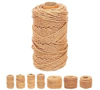 Swpeet 4mm x 328 Feet Jute Twine Braided Natural Brown Jute Rope, Long Twine String Wrapping Packing Gardening Crochet