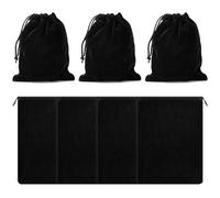 Swpeet 4Pcs Black 12 x 16 Inches Silver Storage Bags Kit, Anti Tarnish Storage Bag Jewelry Bag, Fabric Cloth Bag Silver Protector Bags Ideal for Jewelry Silverware Protection Flatware