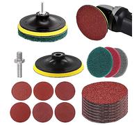 Swpeet 5 Inch Sanding Discs Pad Assorments Set, 5 Inch Hook and Loop Backing Pad with 80 100 120 180 240 400 Grit Sanding Discs and 1/4 Inch Shank, Sandpaper Disc Kit for Drill Grinder Rotary Tools