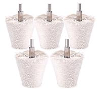 Swpeet 5 Pcs Cone-Shaped White Flannelette Polishing Wheel Grinding Head with 1/4" Handle for Metal Aluminum/Stainless Steel/Chrome/Jewelry/Wood/Plastic/Ceramic/Glass
