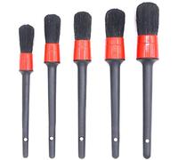 Swpeet 5 Pcs Premium Natural Boar Hair Detail Brush Set, Automotive Detailing Brushes for Cleaning Wheels/Engine/Interior/Emblems/Interior/Exterior/Air Vents