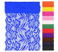 Swpeet 5 Yard by 6" Wide Royal Blue Lace Fabric Stretch Elastic, Trim Lace Ribbon, Elastic Sewing Trim Ribbon for Garment, Headbands, Wedding Bouquet Making DIY Crafts