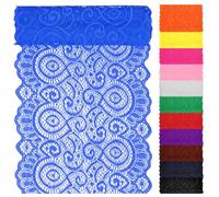 Swpeet 5 Yard by 7" Wide Royal Blue Lace Fabric Stretch Elastic, Trim Lace Ribbon, Elastic Sewing Trim Ribbon for Garment, Headbands, Wedding Bouquet Making DIY Crafts