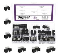 Swpeet 50Pcs 2.54 mm Pitch 6 8 10 12 14 16 18 Pin Male Adapter Right Angle Pin Header Connector Assortment Kit, IDC Box Header Connector, IDC Pin Headers for PCB Board Socket