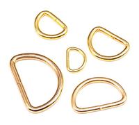 Swpeet 50Pcs 5 Sizes 1/2" 3/4" 1" 5/4" 5/8" Multi-Purpose Metal D Ring Semi-Circular D Ring for Belts Hardware Bags Hand DIY (Gold)