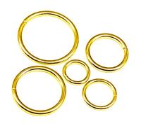 Swpeet 50Pcs 5 Sizes 3/2" 3/4" 1" 3/5" 5/4" Multi-Purpose Metal O Ring Metal Rings for Belts Hardware Bags Keychain Hand DIY (Gold)