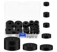 Swpeet 50Pcs 7 Sizes Round Rubber Spacer Assortment Kit, 5/6/8/10mm Anti Vibration Black Rubber Washers Kit, Neoprene Spacer Multi Purpose Thick Rubber Grommets for Home and Car Accessories