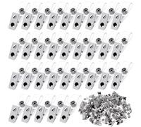 Swpeet 50Pcs Exquisite Double Hole Metal Badge Clips with Clear PVC Straps and Button Snap Kit, ID Strap Clip Adapter ID Badge Clips for Badge Holders, Office School Nurse Work Badges Supplies