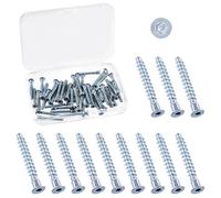 Swpeet 50Pcs M5 x 35mm Blue-white Zinc Plated Carbon Steel Confirmat Screws Assortment Kit, Hex Socket Drive Countersunk Self-Tapping Furniture Connecting Screw for Assembly and Mounting