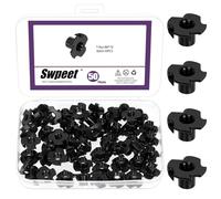 Swpeet 50Pcs M6×10 Zinc Plated T-Nuts, 4-Pronged Tee Nut, Threaded Inserts, Bolt Dropper T-Nut Wood Insert for Furniture, Cabinet, Wood, Rock Climbing Holds