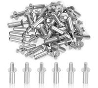Swpeet 50Pcs M6.4 x 15mm Hammer Drive Aluminium Rivets Brazier Head Drive Pin Rivets Assortment Kit, Knock Type Expansion Aluminum Rivets Hammer Drive Aluminium Rivets for Mechanical Devices
