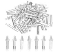 Swpeet 50Pcs M6.4 x 25mm Hammer Drive Aluminium Rivets Brazier Head Drive Pin Rivets Assortment Kit, Knock Type Expansion Aluminum Rivets Hammer Drive Aluminium Rivets for Mechanical Devices