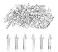 Swpeet 50Pcs M6.4 x 30mm Hammer Drive Aluminium Rivets Brazier Head Drive Pin Rivets Assortment Kit, Knock Type Expansion Aluminum Rivets Hammer Drive Aluminium Rivets for Mechanical Devices