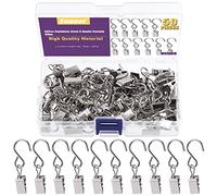 Swpeet 50Pcs Silver Metal S Hooks Curtain Clips with S Hooks Kit, Strong Party Wire Light Holder for Hanging Camper Awning Light Photos Christmas Decor Art Craft Display, Garden Courtyards Decoration