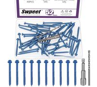 Swpeet 52Pcs 3/16" x 2-1/4" Slotted Hex Washer Head Concrete Screws Anchor with Hex Bit Socket and Drill Bit Assortment Kit, Self Tapping Cement Screws for Anchoring to Masonry Block Brick Stucco
