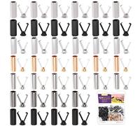 Swpeet 55 Sets 5 Colors 3 Styles Hexagon Round Oval Shoelace Tips Alloy Shoelace Head Assortment Kit, Aglets Cylindrical Replacement Head Shoelace Heads and Cords End Metal for Shoestrings