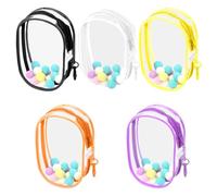Swpeet 5Pcs 5 Colors 6.7×4.5×2.5 Inch Doll Clear Figure Display Bag Portable Small Doll Storage Bag with Keychain, Hanging Blind Box Organizer Zipper Closure for Showing Off Blind Boxes, Mini Figures
