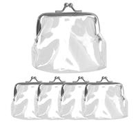 Swpeet 5Pcs Clear Kiss Lock Change Pouch Kit, Waterproof PVC Transparent Coin Purse, Small Plastic Clear Wallet, Vintage Mini Money Bags, Portable Coin Bags for Jewelry/Keys/Coin/Cash Carrying