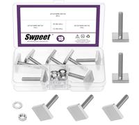 Swpeet 6 Sets 304 Stainless Steel M6×30mm T Slot Bolts Roof Rack T-Nut Kit, 4mm Thick Square T Track Bolt Adapter Slot Nuts, Secure Roof Rack Cross Bar Platform, for Bike Ski Kayak Solar Panel Car