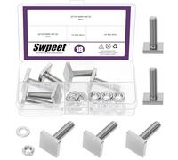 Swpeet 6 Sets 304 Stainless Steel M8×30mm T Slot Bolts Roof Rack T-Nut Kit, 4mm Thick Square T Track Bolt Adapter Slot Nuts, Secure Roof Rack Cross Bar Platform, for Bike Ski Kayak Solar Panel Car