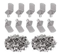 Swpeet 60 Pcs 1/4" L-Shelf Pins, 6mm Silver Support Pegs Plated Steel Shelf Holder Pins Bracket Cabinet Clips Holder for Shelf Holes on Bookcase, Cabinets and Entertainment Centers