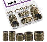 Swpeet 60 Pcs Bronze Assorted Multi-Purpose Metal Keychain Rings Split Keyrings Flat O Ring for Home Car Keys Attachments Keys Pendants - 20mm, 25mm, 30mm, 35 mm, 38 mm