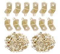 Swpeet 60 Pcs L-Shelf Pins, 6mm Gold Support Pegs with Hole, Plated Steel Shelf Holder Pins Bracket Cabinet Clips Holder for Bookcase, Cabinets and Entertainment Centers