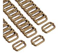 Swpeet 60Pcs 1 Inch / 25mm Bronze Heavy Duty Metal Rings Metal Rectangle Adjuster Triglides Slides Buckle, Roller Pin Buckles Slider Strap Adjuster Keychains for Belt Bags DIY Accessories