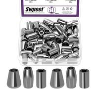 Swpeet 60Pcs 3 Styles Conical/Column/Tube Bell Metal Bell Stopper Kit, Gun-black Metal Cord Lock, Drawstring Rope Stopper, Cord Ends Stopper, Rope Fastener End, for Lanyard Clothes Backpack