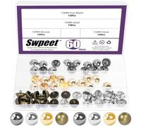 Swpeet 60Pcs 4 Colors 15mm Alloy Half Ball Domed Antique Buttons Assortment Kit, Round Shank Blazer Buttons, Half-Domed Metal Sewing Button for Clothing Decoration DIY Crafts