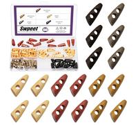 Swpeet 60Pcs 5 Colors 5mm Hole Wood Horn Toggle Buttons Assortment Kit, Horn Shape 2 Holes Toggle Button, Craft Wooden Sewing Buttons, DIY Accessories Vintage Olive Buckle for Clothing Scrapbooking