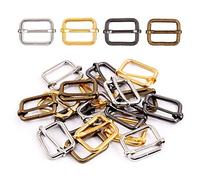 Swpeet 60Pcs Heavy Duty 1 Inch / 25mm Metal Rectangle Adjuster Triglides Slides Buckle, Webbing Belts Buckle Metal Rings for for Belt Bags DIY Accessories Keychains - Sliver, Bronze, Gold, Gun-Black