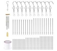 Swpeet 61Pcs Wind Chime Tubes Parts and 100 Yard Wind Chime Wire with Swivel Hooks Clips Making Kit, Wind Chime Supply Wind Chime Part Wind Chime Kit for Crafts DIY Hanging Wind Chimes Ornament