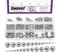 Swpeet 620Pcs 16 Sizes 1-12mm Metric Precision Chrome Steel Bearing Balls Kit, Bicycle Bearing Balls for Valves Auto, 1mm 2mm 2.5mm 3mm 3.5mm 4mm 4.5mm 5mm 5.5mm 6mm 7mm 8mm 9mm 10mm 11mm 12mm