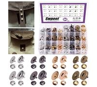 Swpeet 64 Sets 14/18mm Round Strong Magnetic Button Clasps Snaps, Metal Fastener Clasps Gold Silver Bronze Black DIY Craft Sewing Knitting Buttons Sets for Sewing, Purses, Bags, Clothes, Leather