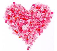 Swpeet 650 Pieces Assorted Sizes Resin Buttons 2 and 4 Holes Round Craft Buttons for Sewing DIY Crafts Children's Manual Button Painting (Pink)