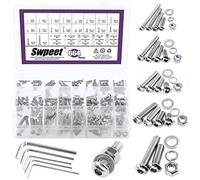 Swpeet 664Pcs M2 M3 M4 M5 M6 Metric 304 Stainless Steel Button Head Hex Socket Head Cap Bolts Screws Nuts and Hex Nuts with Flat Washers and Split Lock Washers Assortment Kit, Screws All Included