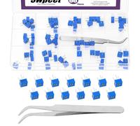 Swpeet 66Pcs 13 Values 3362 Trimmer Potentiometer with Bent Tweezers Assortment Kit, 100/200/ 500/ 1K/ 2K/ 5K/ 10K/ 20K/ 50K/ 100K/ 200K/ 500K/ 1M Ohm Top Adjustment Horizontal Variable Resistors