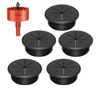 Swpeet 6Pcs 2.1 Inch (53mm) Rubber Desk Grommet with Hole Saw, Flexible Cable Grommet, Desk Cable Hole Covers, Wire Hole Cover, Desk Cord Hole Cover for Desk Table Wire Pass Through Wire Protection