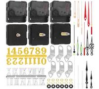 Swpeet 6Pcs 3 Sizes 13mm/20mm/28mm Clock Movement Mechanism Kit，6 Clock Movement with 6 Hooks, 6 Different Pairs of Hands Clock, 6 Sets Mounting Hardware, 2 Set Clock Numerals for DIY Clock