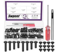 Swpeet 70 Set 4 Sizes M5 x 15mm/18mm/20mm/25mm Black Leather Rivets Chicago Binding Screws with Install Tools Assortment Kit, Screw Rivets M5 Chicago Binding Screws for Repair Leather